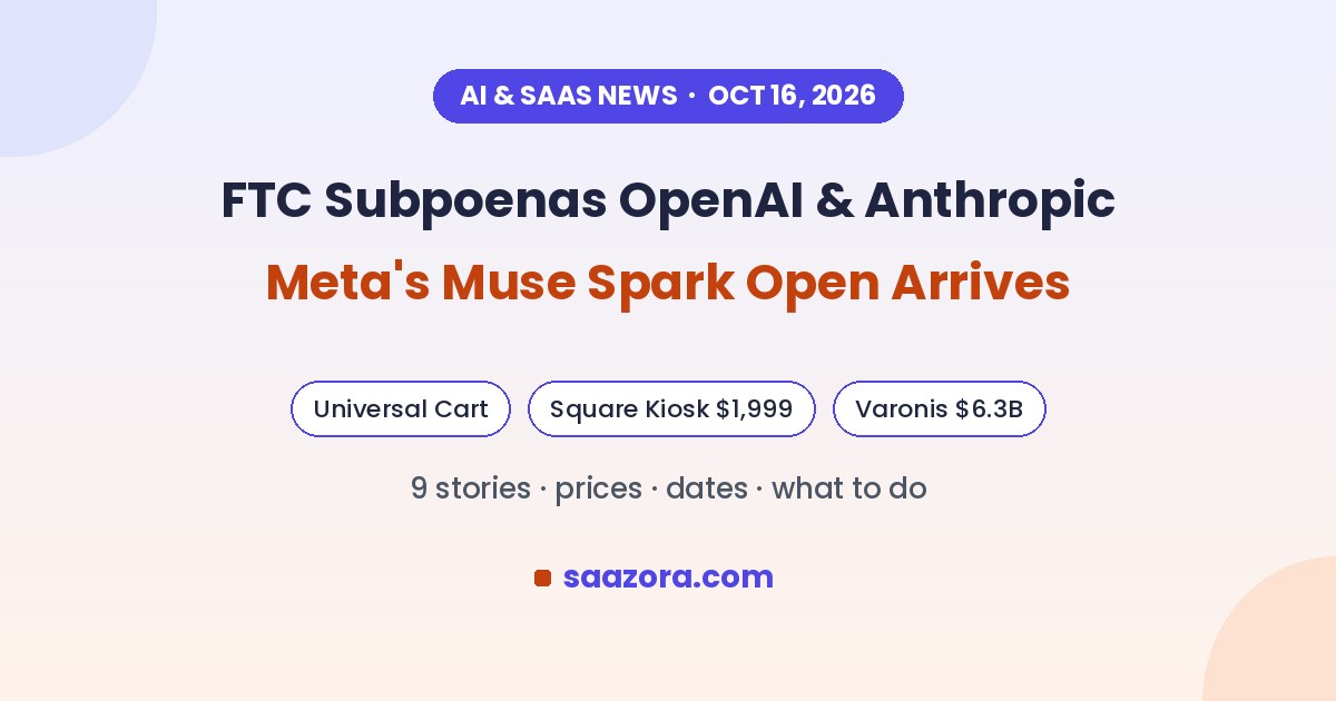 AI & SaaS News, Oct 16: FTC Subpoenas, Muse Spark Open