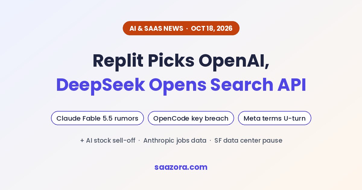 AI & SaaS News, Oct 18: Replit Picks OpenAI, DeepSeek API