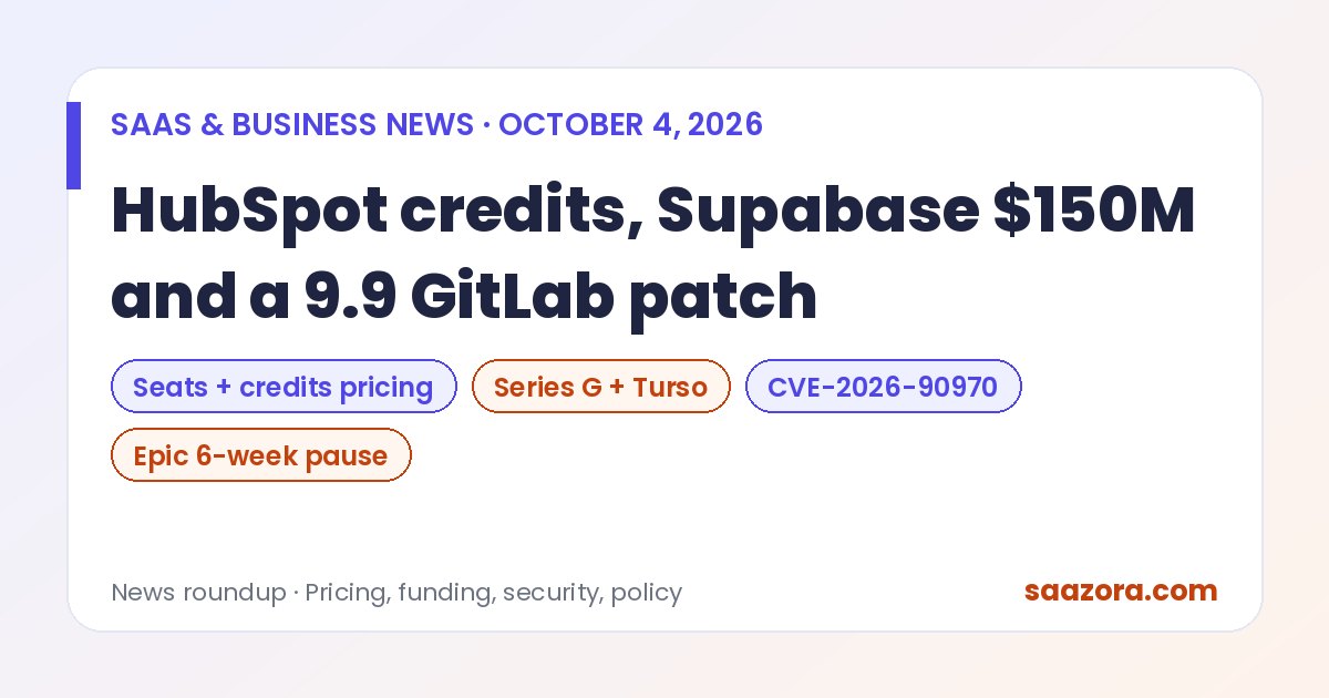 SaaS News Today, Oct 4: HubSpot Pricing, Supabase $150M
