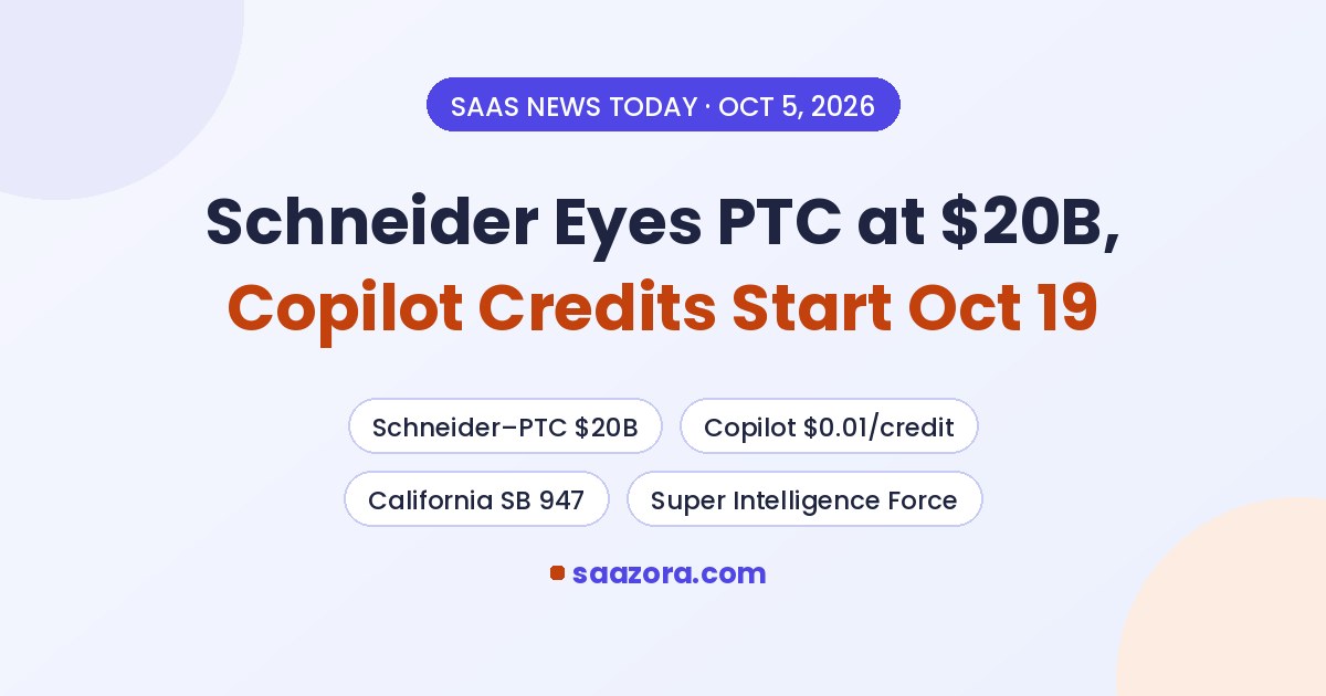 SaaS News Today, Oct 5: Schneider-PTC Deal, Copilot Credits