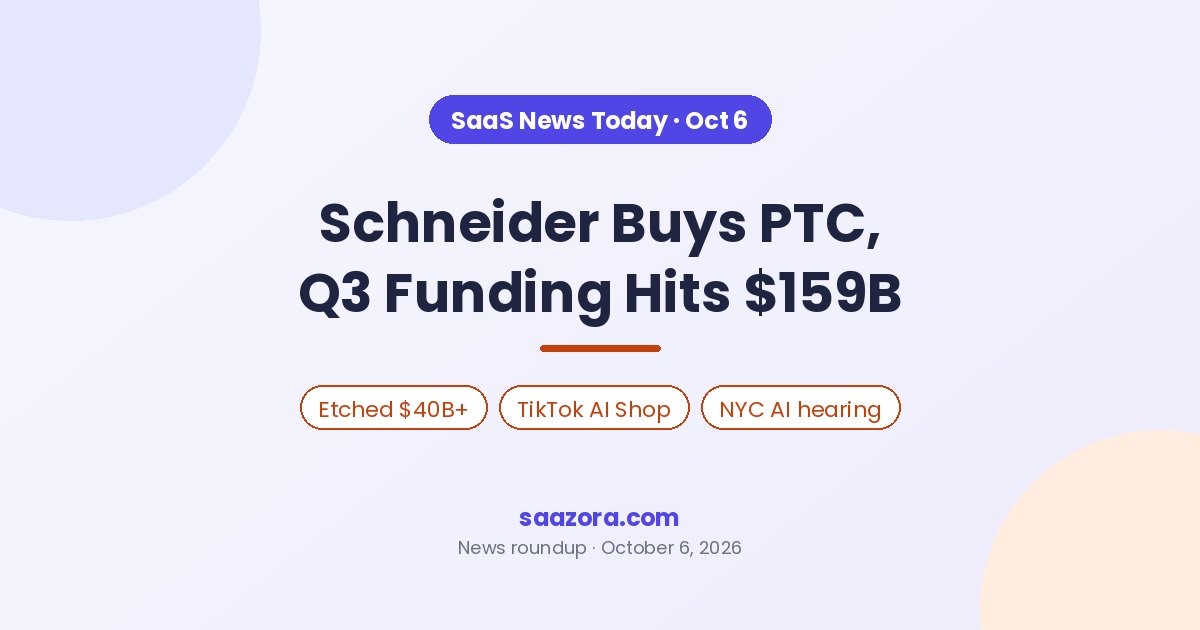 SaaS News Today, Oct 6: Schneider Buys PTC, Q3 Funding