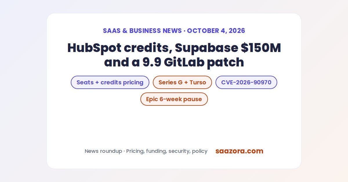 SaaS News Today, Oct 4: HubSpot Pricing, Supabase $150M